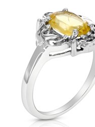 1.60 Cttw Citrine Ring .925 Sterling Silver With Rhodium Plating Oval Shape - width 14 mm  - Silver