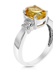 1.60 Cttw Citrine Ring .925 Sterling Silver With Rhodium Plating Oval Shape - width 9 mm - Silver