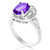 1.70 Cttw Purple Amethyst Ring .925 Sterling Silver Rhodium Halo Oval 9x7 MM