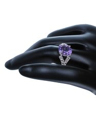 1.70 Cttw Purple Amethyst Ring .925 Sterling Silver With Rhodium Oval 9x7 MM
