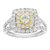 2 Cttw Diamond Wedding Engagement Ring Set 14K Two Tone Gold Bridal Set Cushion - White Gold
