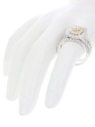 2 Cttw Diamond Wedding Engagement Ring Set 14K Two Tone Gold Bridal Set Cushion