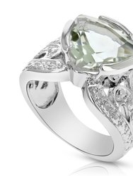 2.60 Cttw Green Amethyst Fashion Ring In Brass With Rhodium Triangle Shape 10 MM