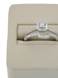 3/4 cttw Diamond Wedding Engagement Ring Set 14K White Gold Princess Bridal