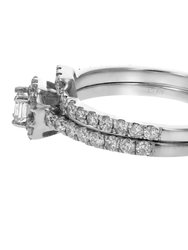 3/4 cttw Diamond Wedding Engagement Ring Set 14K White Gold Princess Bridal