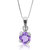 3/4 cttw Pendant Necklace, Purple Amethyst Pendant Necklace For Women In .925 Sterling Silver With Rhodium, 18 Inch Chain, Prong Setting - Silver