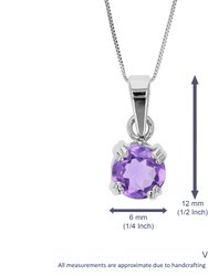 3/4 cttw Pendant Necklace, Purple Amethyst Pendant Necklace For Women In .925 Sterling Silver With Rhodium, 18 Inch Chain, Prong Setting