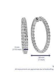 3 Cttw Diamond Hoop Earrings For Women, Round Lab Grown Diamond Earrings In .925 Sterling Silver, Prong Setting - 1" H x 1/10" W
