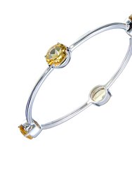 9.50 cttw Citrine Bangle Bracelet Brass With Rhodium Plating 11x9 MM Oval