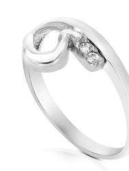 Cubic Zirconia Ring .925 Sterling Silver With Rhodium Plating Round Shape