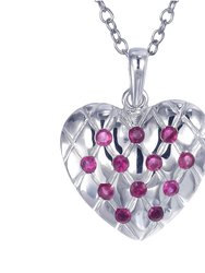Heart Pendant Necklace, Red CZ Heart Pendant Necklace For Women In .925 Sterling Silver With 18" Chain