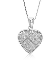 Pendant Necklace, CZ Heart Pendant Necklace For Women In .925 Sterling Silver With 18" Chain - Silver