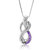 Pendant Necklace, Purple CZ Knot Pendant Necklace For Women In .925 Sterling Silver With 18" Chain - Silver
