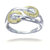 Two Row Fashion Ring With Design In Yellow Gold Plated Over .925 Sterling Silver - Silver