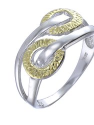 Two Row Fashion Ring With Design In Yellow Gold Plated Over .925 Sterling Silver