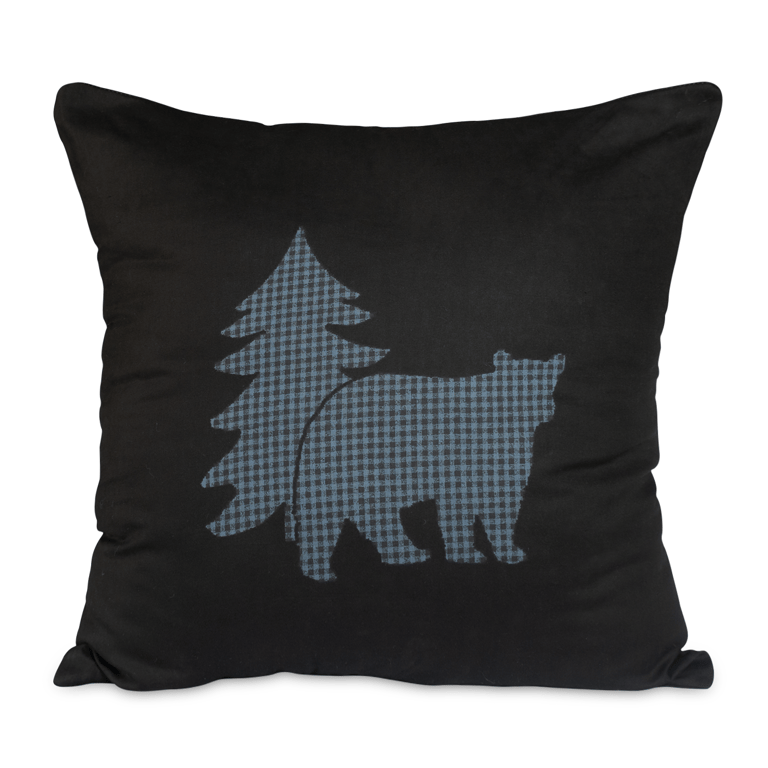 Bear Square/Oblong Pillow - Soft & Comfortable Bear Pine Tree Patchwork Décor Pillow 220 GSM Cotton Throw Pillow for Couch, Bed and Indoor/Outdoor