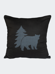 Bear Square/Oblong Pillow - Soft & Comfortable Bear Pine Tree Patchwork Décor Pillow 220 GSM Cotton Throw Pillow for Couch, Bed and Indoor/Outdoor