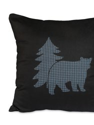 Bear Square/Oblong Pillow - Soft & Comfortable Bear Pine Tree Patchwork Décor Pillow 220 GSM Cotton Throw Pillow for Couch, Bed and Indoor/Outdoor - Tan Plaid with Bear