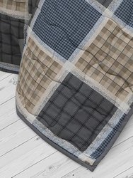 Bear Square Rustic Cabin Bedding, Outdoor Log Themed Quilt Set, Premium Fabric,1 Quilt and 2 Shams for Bedroom, Wildlife Pattern Plaid Bears Quilts
