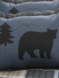 Bear Square Rustic Cabin Bedding, Outdoor Log Themed Quilt Set, Premium Fabric,1 Quilt and 2 Shams for Bedroom, Wildlife Pattern Plaid Bears Quilts