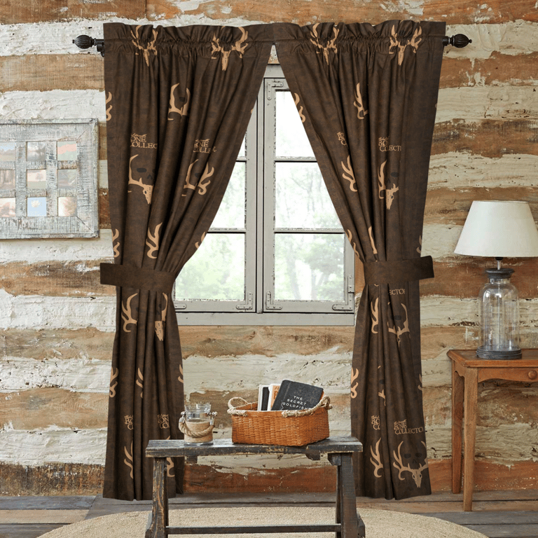 Brown Rod Pocket Curtain, Skull Design 42" x 87'' Inches, Perfect Rustic Drapes For Bedroom, Kitchen, Living Room & Farmhouse Décor