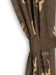 Brown Rod Pocket Curtain, Skull Design 42" x 87'' Inches, Perfect Rustic Drapes For Bedroom, Kitchen, Living Room & Farmhouse Décor