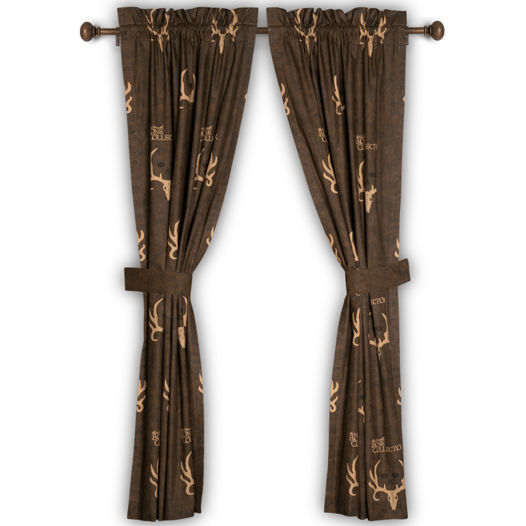 Brown Rod Pocket Curtain, Skull Design 42" x 87'' Inches, Perfect Rustic Drapes For Bedroom, Kitchen, Living Room & Farmhouse Décor - Brown