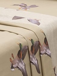 Duck Approach Sheet Set, Printed 4-Piece Bed Sheet, Polycotton Fabric,1 Flat Sheet,1 Fitted Sheet & 2 Standard Pillowcases & (1Pillowcase For Twin)