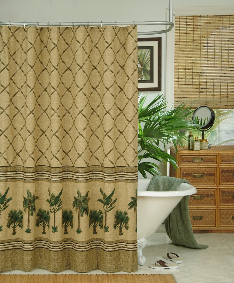 Kona Tropical Shower Curtain for Bathroom, 72" x 72" Inches Water Resistant Curtains for Bathroom, Stalls and Bathtubs, Brown - Brown