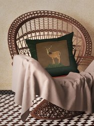 True Grit The Lodge Square/Oblong Pillow, Deer Rustic Patchwork Pillow 220 GSM Cotton Fabric Throw Pillow for Couch, Bed and Indoor/Outdoor - Moose