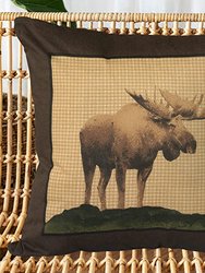 True Grit The Lodge Square/Oblong Pillow, Deer Rustic Patchwork Pillow 220 GSM Cotton Fabric Throw Pillow for Couch, Bed and Indoor/Outdoor