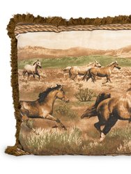 VISI-ONE Blue Ridge Trading Running Wild Horse Decorative Hunting Square Throw Pillow, 20" x 20" & 14" x 20" Inches, Brown - Brown