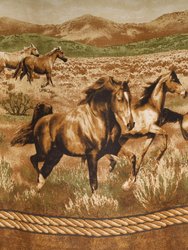 Visi-One Blue Ridge Trading Wild Horses Shower Curtain, Brown, 72" X 72" Inches Water Resistant Curtains for Bathroom, Stalls and Bathtubs