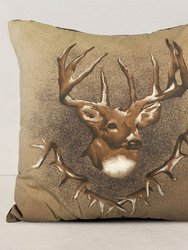 VISI-ONE Blue Trading Whitetail Ridge Decorative Rustic Hunting Farmhouse Deer Square Pillow, 20" x 20" Inches, Light Brown