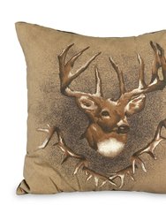 VISI-ONE Blue Trading Whitetail Ridge Decorative Rustic Hunting Farmhouse Deer Square Pillow, 20" x 20" Inches, Light Brown