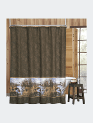 VISI-ONE Duck Approach Shower Curtain, Measure 72" x 72" Inch, Fabric Shower Curtain for Bathroom and Stalls, Easy Care, Machine Washable Bath Curtain
