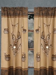 Visi-One Inc Curtains, 42" x 87" Inches With Deer Printed, Light Brown Whitetail Ridge Rod Pocket Curtains For Living Room, Farmhouse Décor