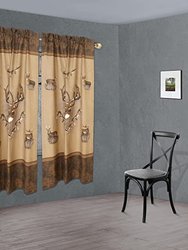 Visi-One Inc Curtains, 42" x 87" Inches With Deer Printed, Light Brown Whitetail Ridge Rod Pocket Curtains For Living Room, Farmhouse Décor