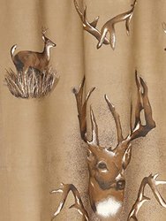 Visi-One Inc Curtains, 42" x 87" Inches With Deer Printed, Light Brown Whitetail Ridge Rod Pocket Curtains For Living Room, Farmhouse Décor