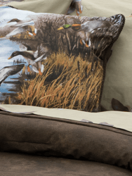 VISI-ONE Ridge Trading Duck Approach  Square Pillow, Rustic Forest Cushion For sofas, beds, and chairs - 18" x 18" Inches & 14" x 20" Inches