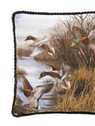 VISI-ONE Ridge Trading Duck Approach  Square Pillow, Rustic Forest Cushion For sofas, beds, and chairs - 18" x 18" Inches & 14" x 20" Inches - Corded