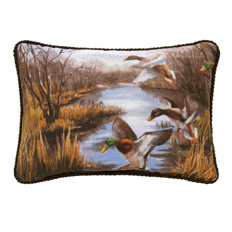 VISI-ONE Ridge Trading Duck Approach  Square Pillow, Rustic Forest Cushion For sofas, beds, and chairs - 18" x 18" Inches & 14" x 20" Inches - Overall