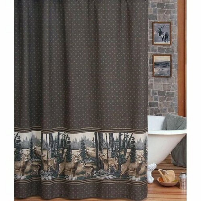 Visi-One Whitetail Dream Shower Curtain, Cotton Fabric Shower Curtains 72" x 72", Water Resistant Curtains for Bathroom, Stalls, and Bathtubs - Brown