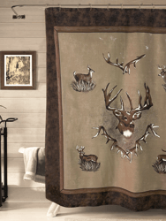 Visi-One Whitetail Ridge Shower Curtain, Forest Printed Shower Curtains 72" x 72", Water Resistant Curtains for Bathroom, Stalls, and Bathtubs