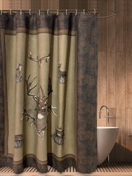 Visi-One Whitetail Ridge Shower Curtain, Forest Printed Shower Curtains 72" x 72", Water Resistant Curtains for Bathroom, Stalls, and Bathtubs - Brown