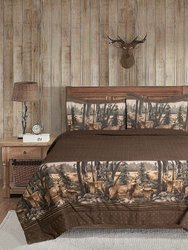 Whitetail Dream Rustic Comforter Set, Forest Theme Printed Bedding Comforters, Polycotton Fabric ,Comforter Set for Bedroom, Hunting & Farmhouse - Dark Brown