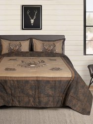 Whitetail Elk Comforter Set - 4 Piece Printed Bedding - Hunting Deer Comforter Set for Bedroom, Hunting & Outdoor & 3 Pieces for Twin - Light Brown