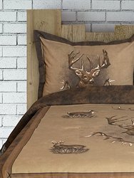 Whitetail Elk Comforter Set - 4 Piece Printed Bedding - Hunting Deer Comforter Set for Bedroom, Hunting & Outdoor & 3 Pieces for Twin