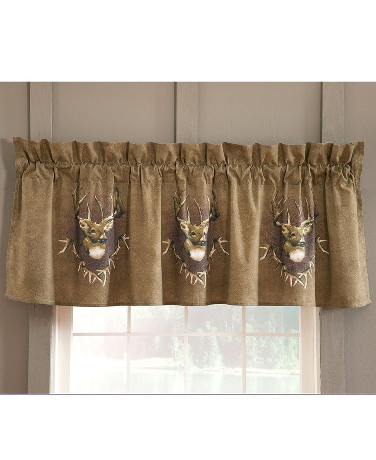 Whitetail Ridge Valance 21" x 63'' Inches, Animal Theme Valance Curtain for Bedroom, Kitchen, Living Room & Farmhouse, Perfect for Indoor & Outdoor - Light Brown
