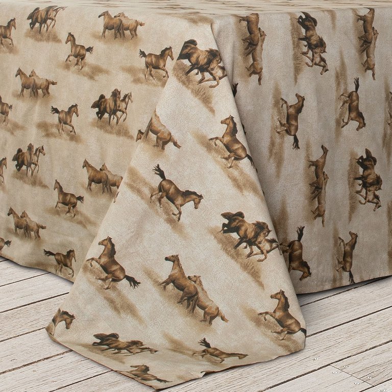 Wild Horses Sheet Set, 4-Pieces Rustic Bed Sheets, Bedding Super Soft Cotton Percale Weave Machine Washable Fabric for Bedroom, Farmhouse & Outdoor